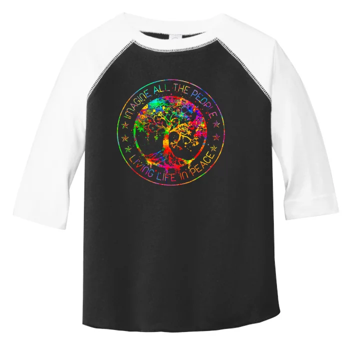 All The People Imagine Living Life In Peace Hippie Tie Dye Toddler Fine Jersey T-Shirt