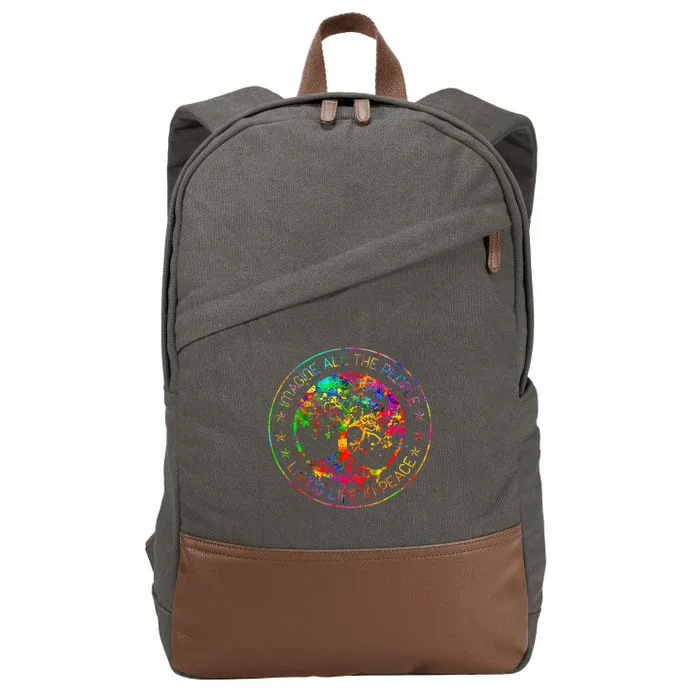 All The People Imagine Living Life In Peace Hippie Tie Dye Cotton Canvas Backpack