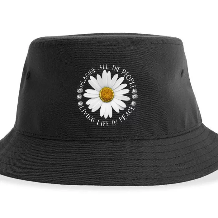 All The People Imagine Living Life In Peace Sunflower Sustainable Bucket Hat