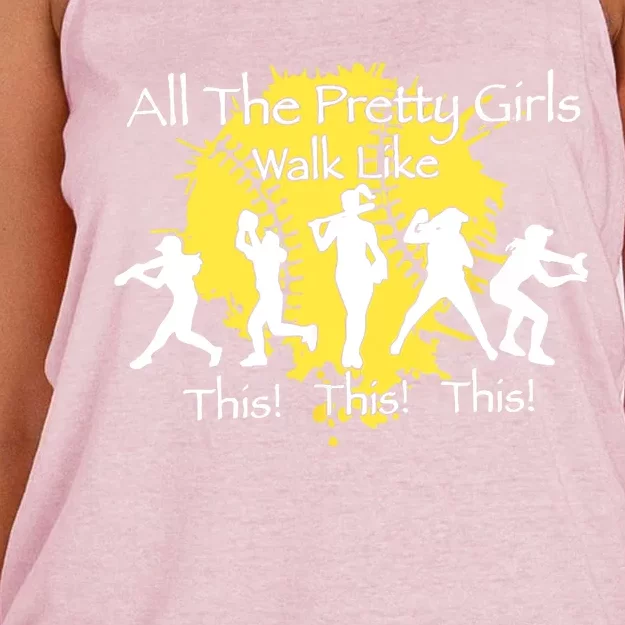 All The Pretty Walk Like This Softball Baseball Women's Knotted Racerback Tank