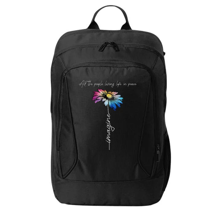 All The People Imagine Living Life In Peace Vintage Flower City Backpack