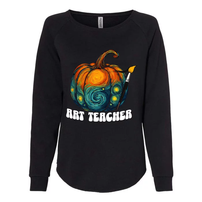 Art Teacher Pumpkin Halloween Starry Night Van Gogh Womens California Wash Sweatshirt