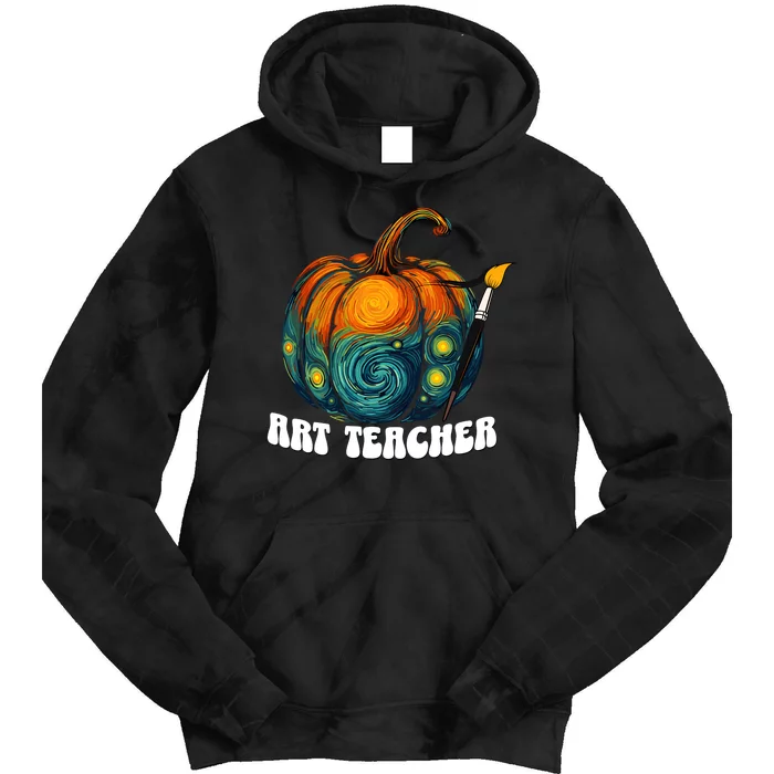 Art Teacher Pumpkin Halloween Starry Night Van Gogh Tie Dye Hoodie