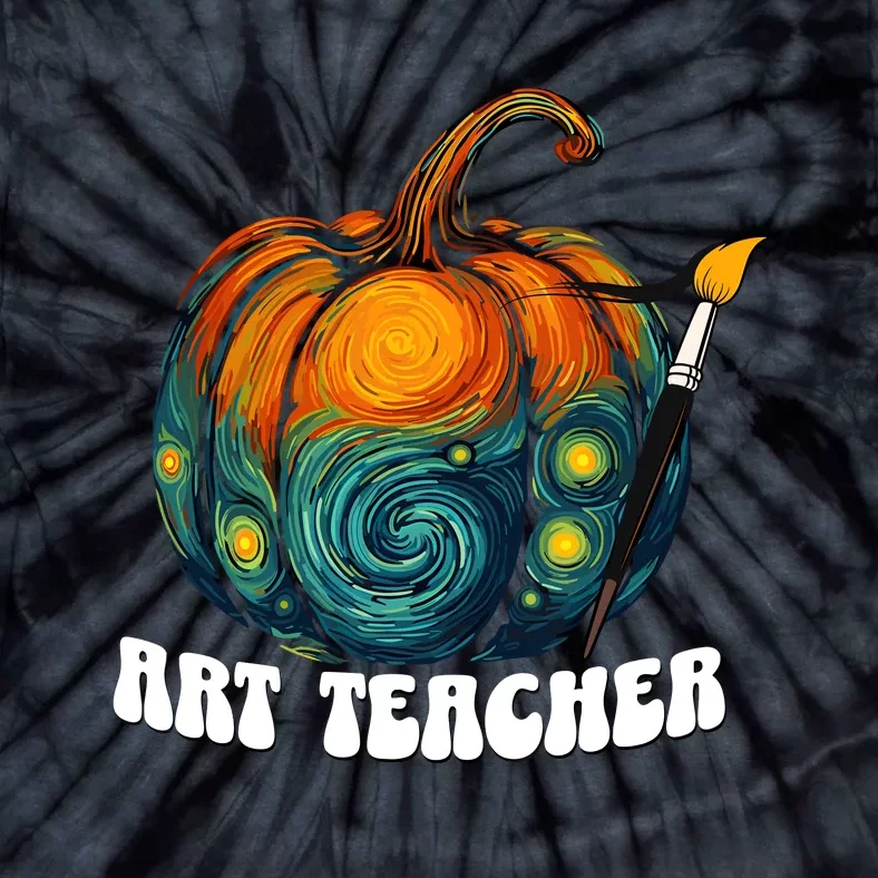 Art Teacher Pumpkin Halloween Starry Night Van Gogh Tie-Dye T-Shirt