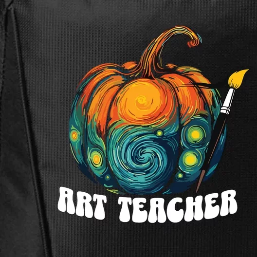 Art Teacher Pumpkin Halloween Starry Night Van Gogh City Backpack