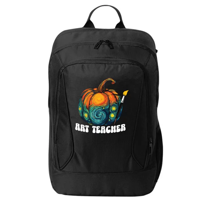 Art Teacher Pumpkin Halloween Starry Night Van Gogh City Backpack