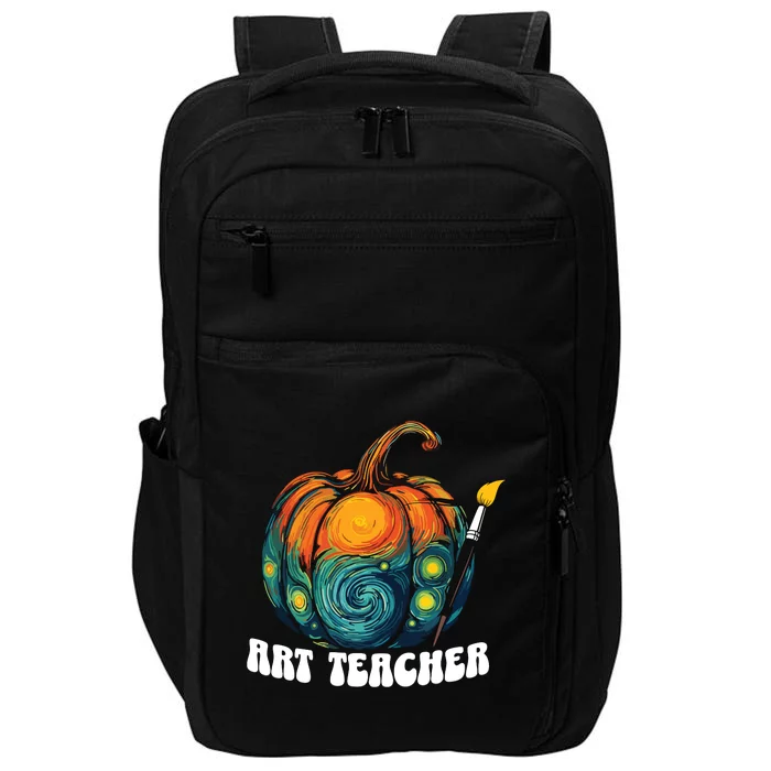 Art Teacher Pumpkin Halloween Starry Night Van Gogh Impact Tech Backpack