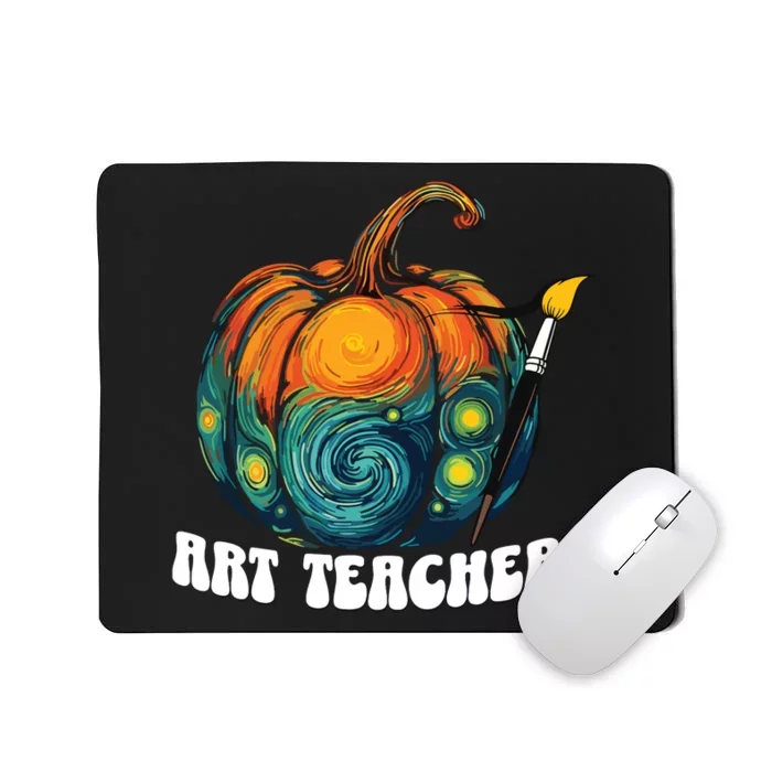 Art Teacher Pumpkin Halloween Starry Night Van Gogh Mousepad