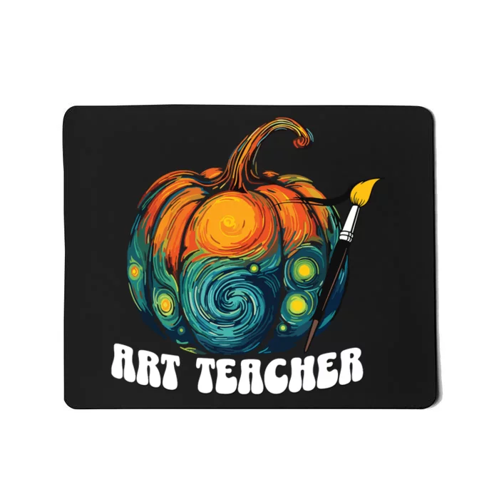 Art Teacher Pumpkin Halloween Starry Night Van Gogh Mousepad