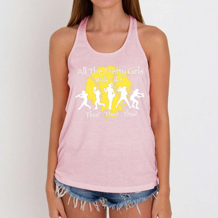 All The Pretty Walk Like This Softball Baseball Women's Knotted Racerback Tank