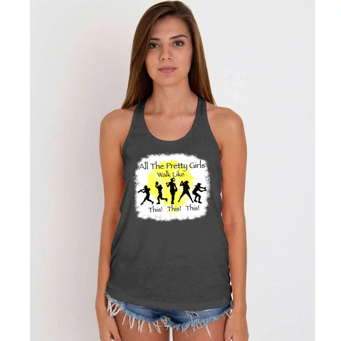 All The Pretty Girlss Walk Like This Funny Baseball Girl Women's Knotted Racerback Tank