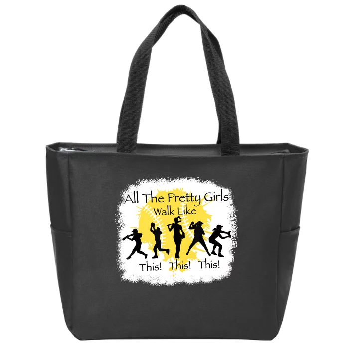 All The Pretty Girl Walk Like This Funny Baseball Girl Zip Tote Bag