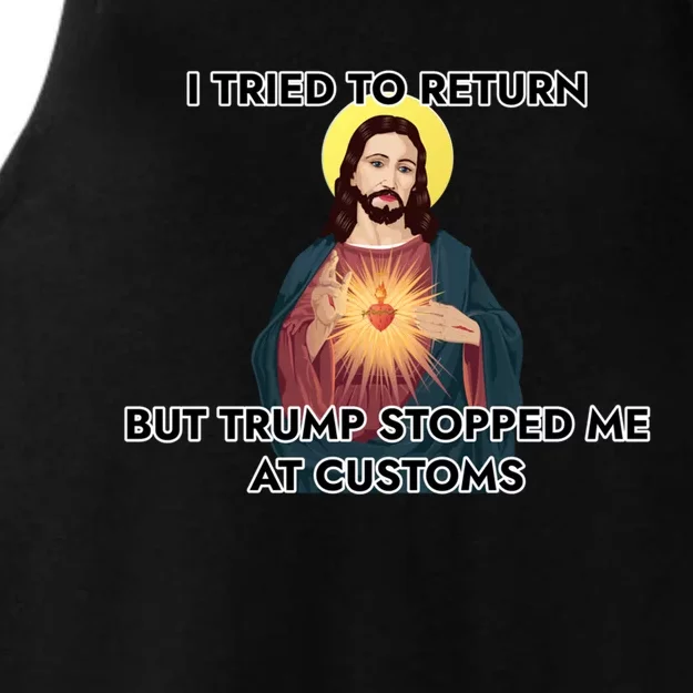 Anti Trump Pro Immigrant Jesus Meme Immigration Gift Ladies Tri-Blend Wicking Tank