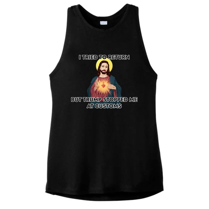 Anti Trump Pro Immigrant Jesus Meme Immigration Gift Ladies Tri-Blend Wicking Tank