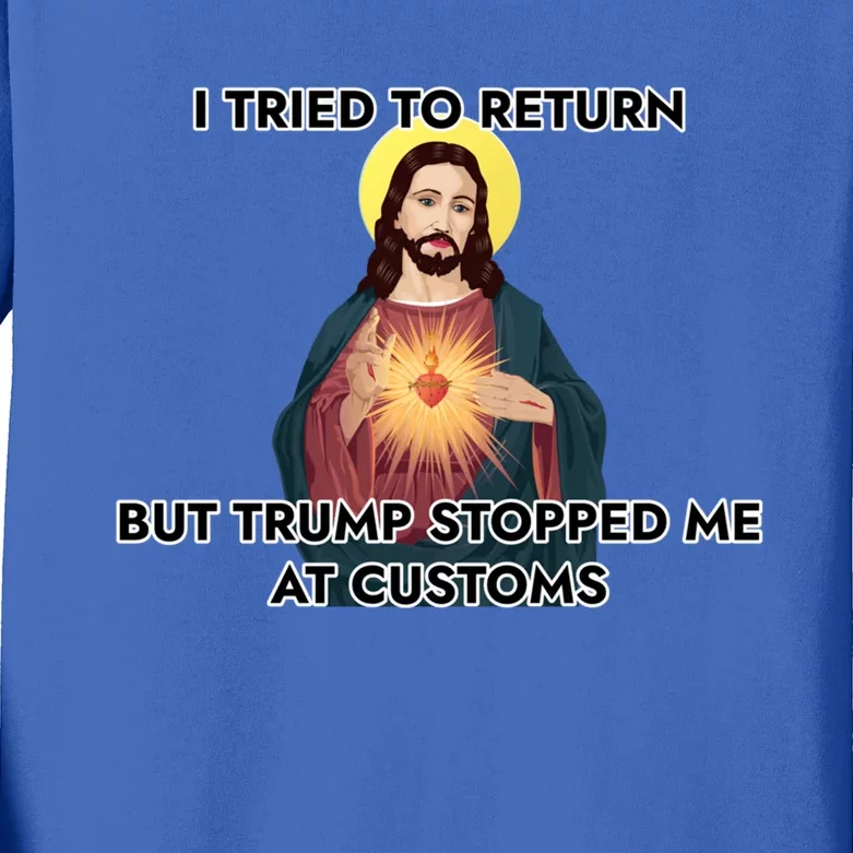 Anti Trump Pro Immigrant Jesus Meme Immigration Gift Kids Long Sleeve Shirt