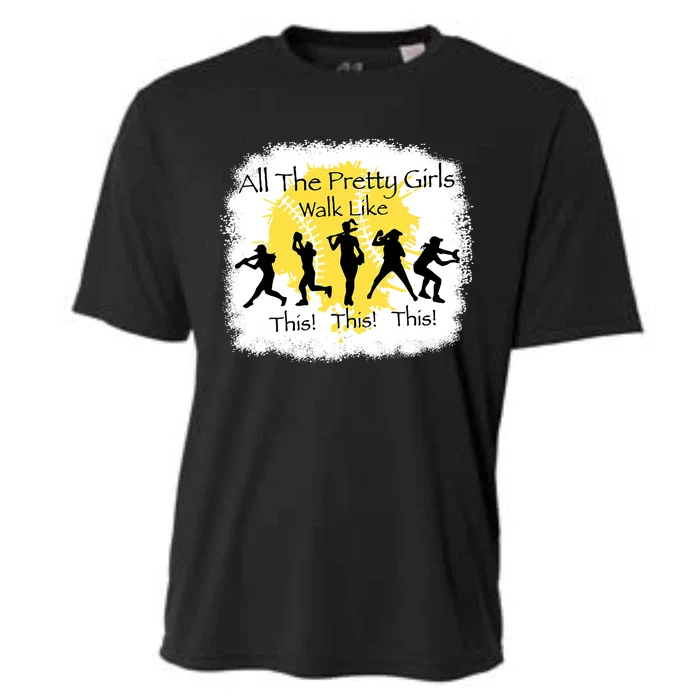 All The Pretty Girl Walk Like This Funny Baseball Girl Cooling Performance Crew T-Shirt