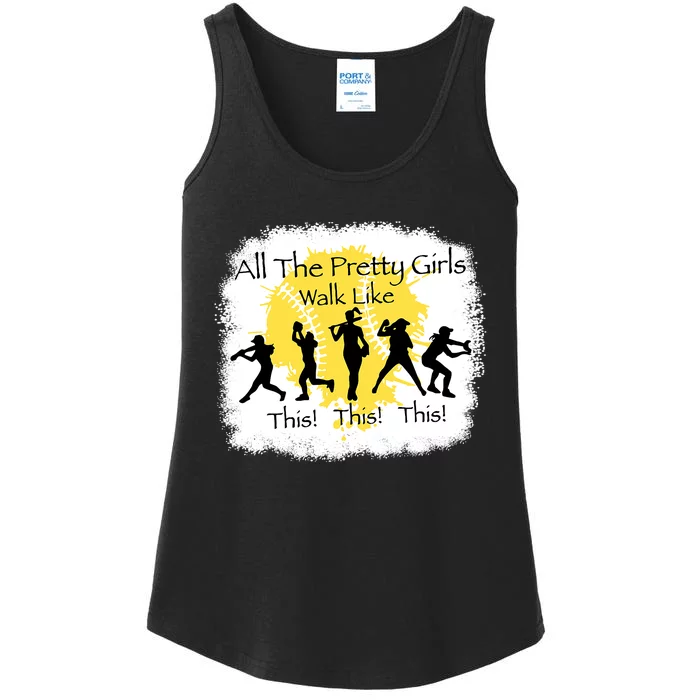 All The Pretty Girl Walk Like This Funny Baseball Girl Ladies Essential Tank