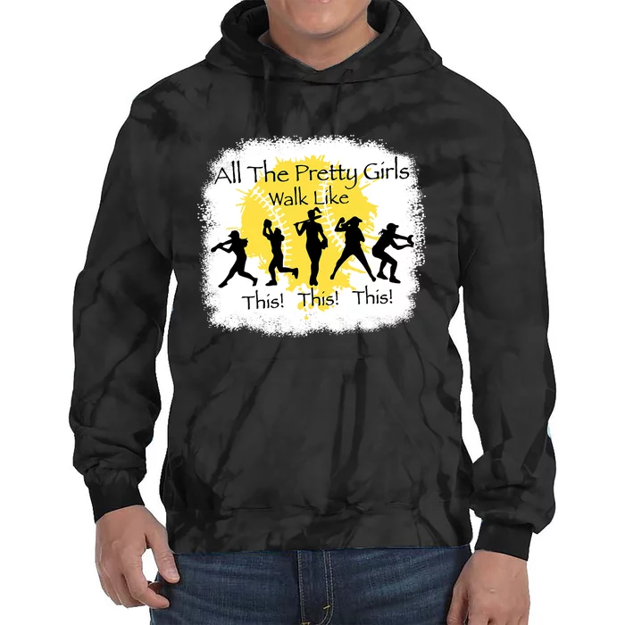 All The Pretty Girl Walk Like This Funny Baseball Girl Tie Dye Hoodie