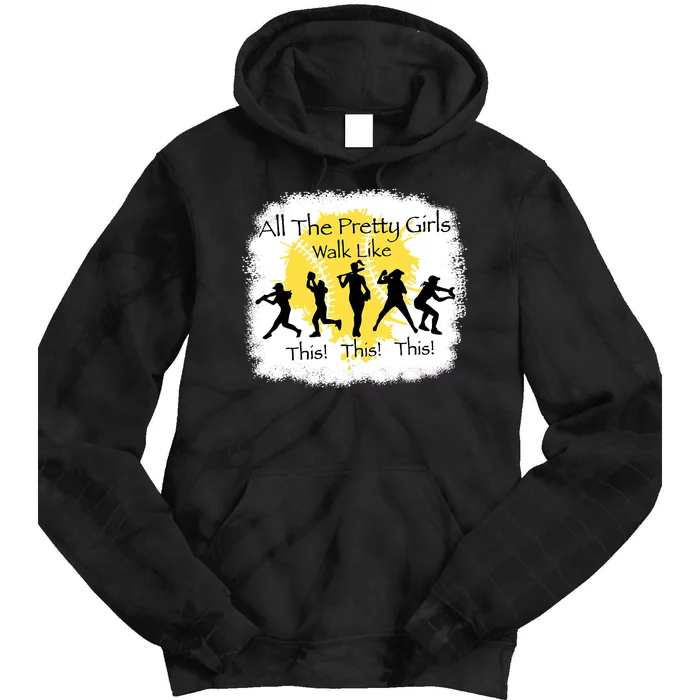 All The Pretty Girl Walk Like This Funny Baseball Girl Tie Dye Hoodie