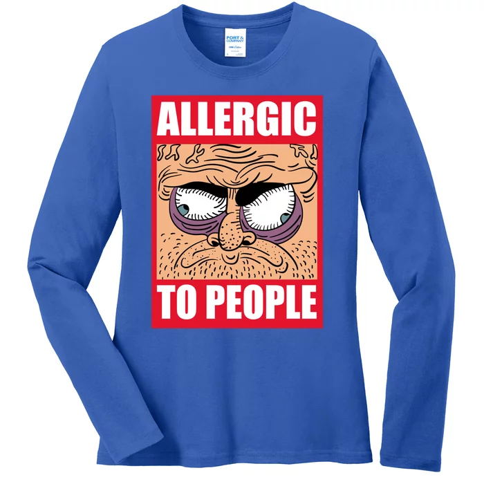 Allergic To People Hate Hu Shy Loner Social Anxiety Gift Ladies Long Sleeve Shirt