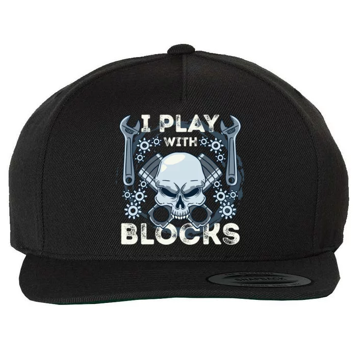 Automechanic Tuning Pun Playing With Motor Block Car Engine Funny Gift Wool Snapback Cap