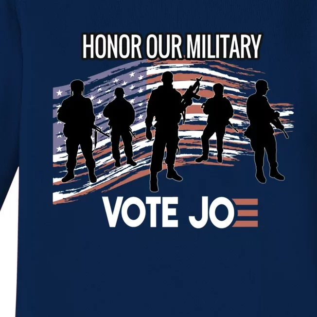 Anti Trump Pro Military Vote Joe Biden Honor Fallen Soldiers Gift Baby Long Sleeve Bodysuit