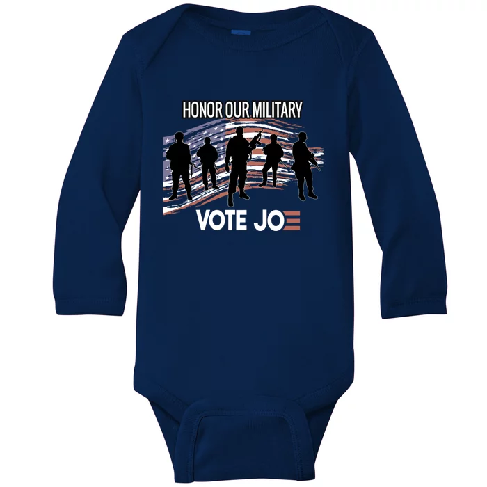 Anti Trump Pro Military Vote Joe Biden Honor Fallen Soldiers Gift Baby Long Sleeve Bodysuit