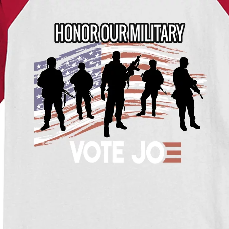 Anti Trump Pro Military Vote Joe Biden Honor Fallen Soldiers Gift Kids Colorblock Raglan Jersey