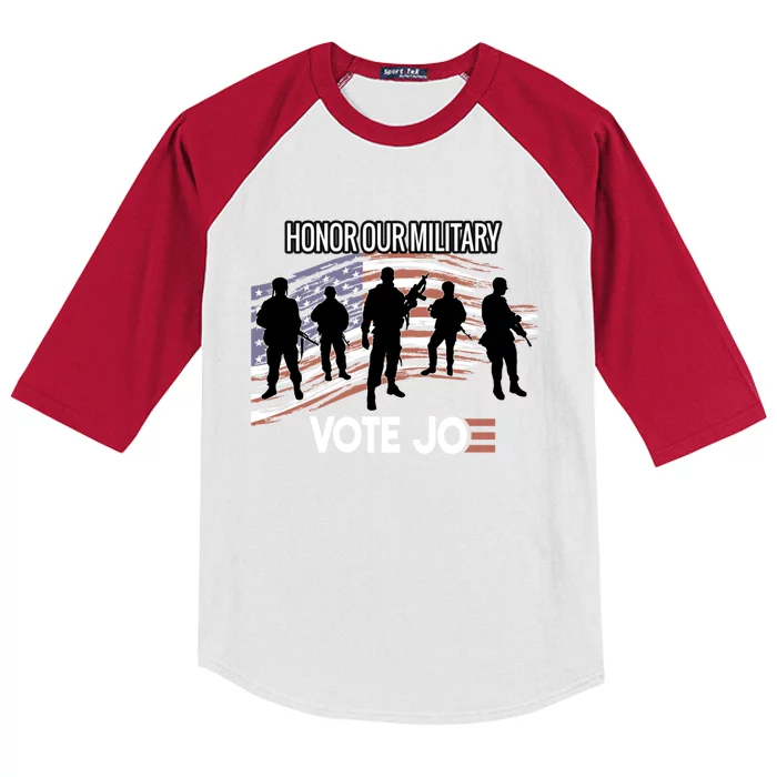 Anti Trump Pro Military Vote Joe Biden Honor Fallen Soldiers Gift Kids Colorblock Raglan Jersey