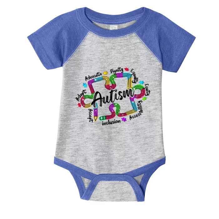 Autism Teacher Pencil Autism Awareness Month Infant Baby Jersey Bodysuit