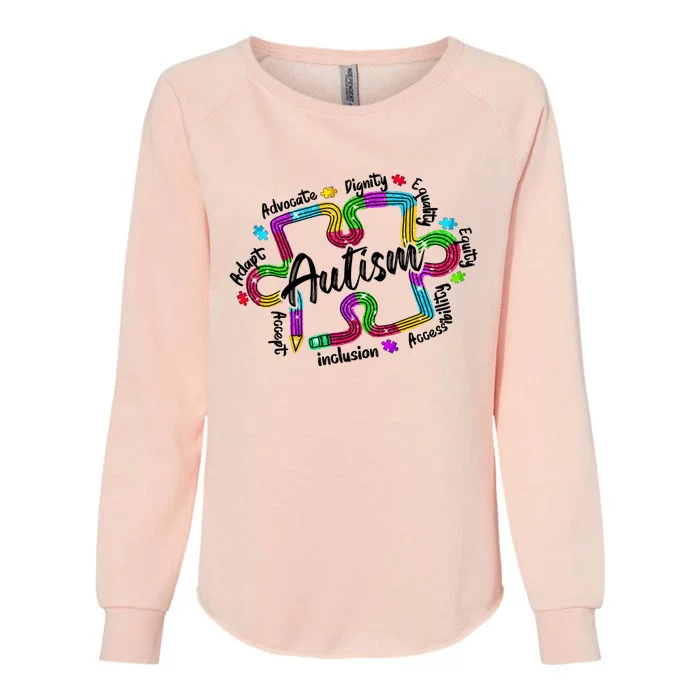 Autism Teacher Pencil Autism Awareness Month Womens California Wash Sweatshirt