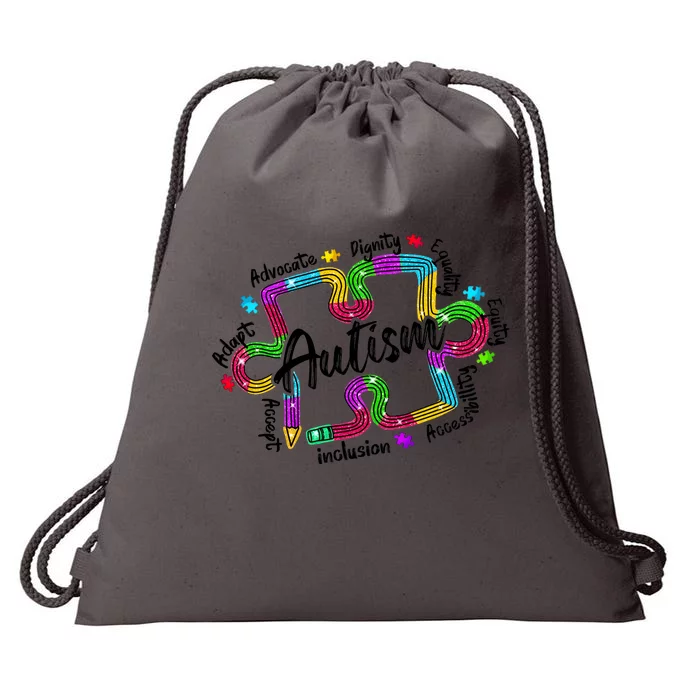 Autism Teacher Pencil Autism Awareness Month Drawstring Bag