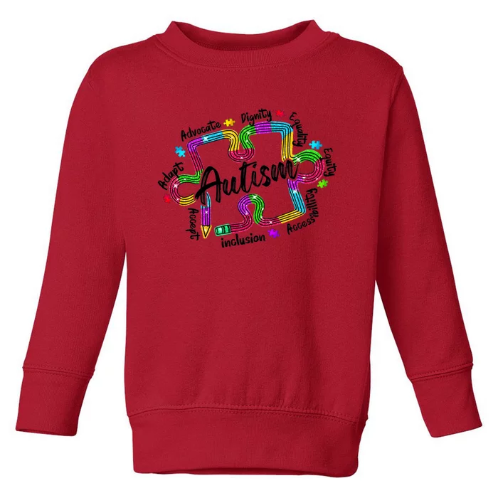 Autism Teacher Pencil Autism Awareness Month Toddler Sweatshirt