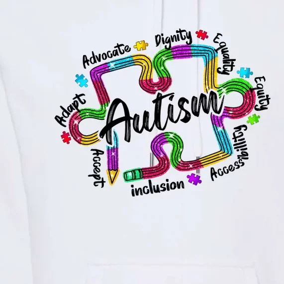 Autism Teacher Pencil Autism Awareness Month Premium Hoodie