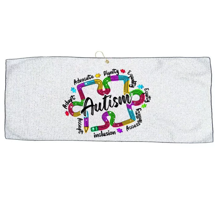 Autism Teacher Pencil Autism Awareness Month Large Microfiber Waffle Golf Towel