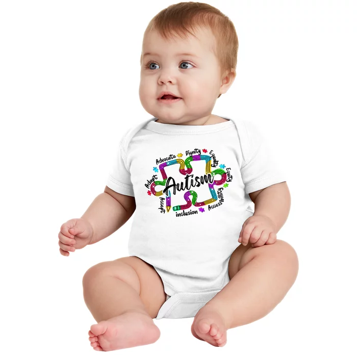 Autism Teacher Pencil Autism Awareness Month Baby Bodysuit