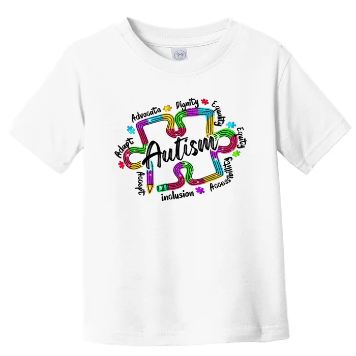 Autism Teacher Pencil Autism Awareness Month Toddler T-Shirt