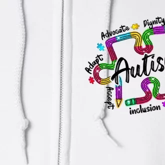 Autism Teacher Pencil Autism Awareness Month Full Zip Hoodie