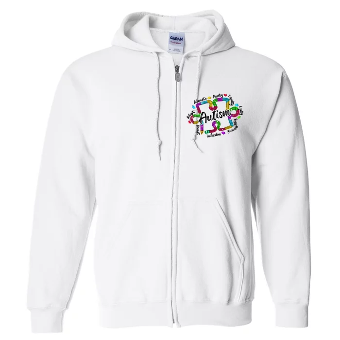 Autism Teacher Pencil Autism Awareness Month Full Zip Hoodie