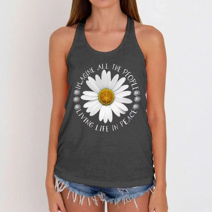 All The People Imagine Living Life In Peace Women's Knotted Racerback Tank