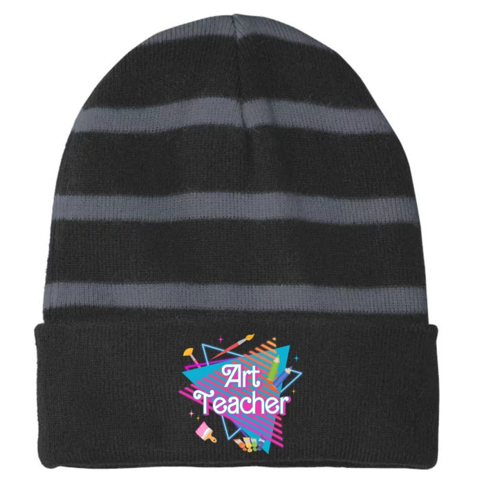 Art Teacher Retro Gift Striped Beanie with Solid Band