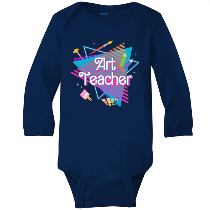 Art Teacher Retro Gift Baby Long Sleeve Bodysuit