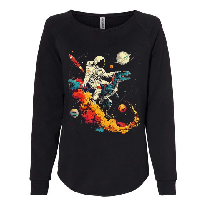 Astronaut T Rex Space Women Birthday Gifts Funny Womens California Wash Sweatshirt