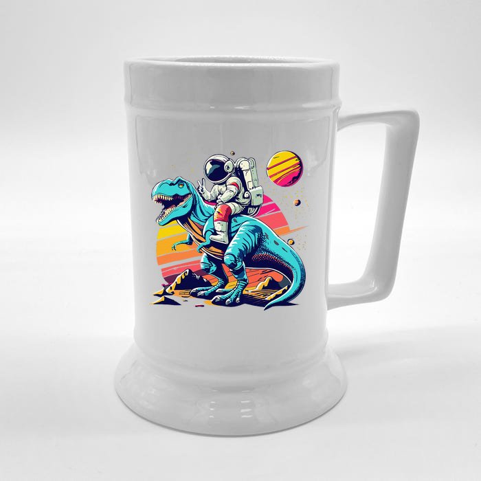 Astronaut T Rex Space Birthday Funny Front & Back Beer Stein