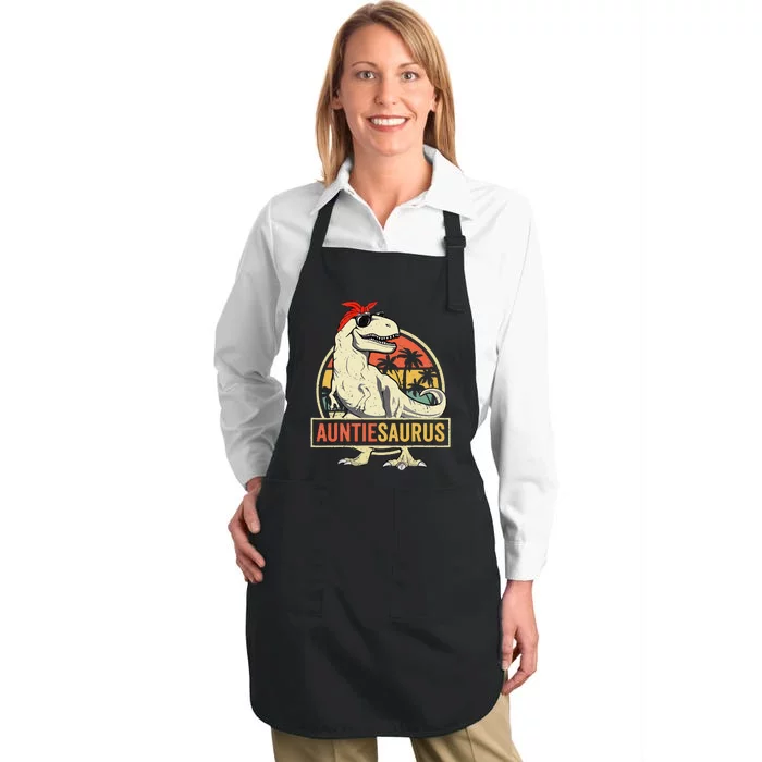 Auntiesaurus T Rex Dinosaur Aunt Saurus Family Matching Full-Length Apron With Pocket