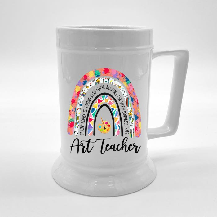 Art Teacher Rainbow Caring Dedicated Loving Vintage Front & Back Beer Stein