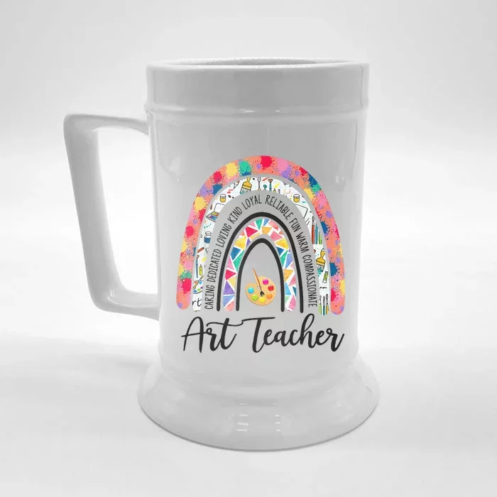 Art Teacher Rainbow Caring Dedicated Loving Vintage Front & Back Beer Stein