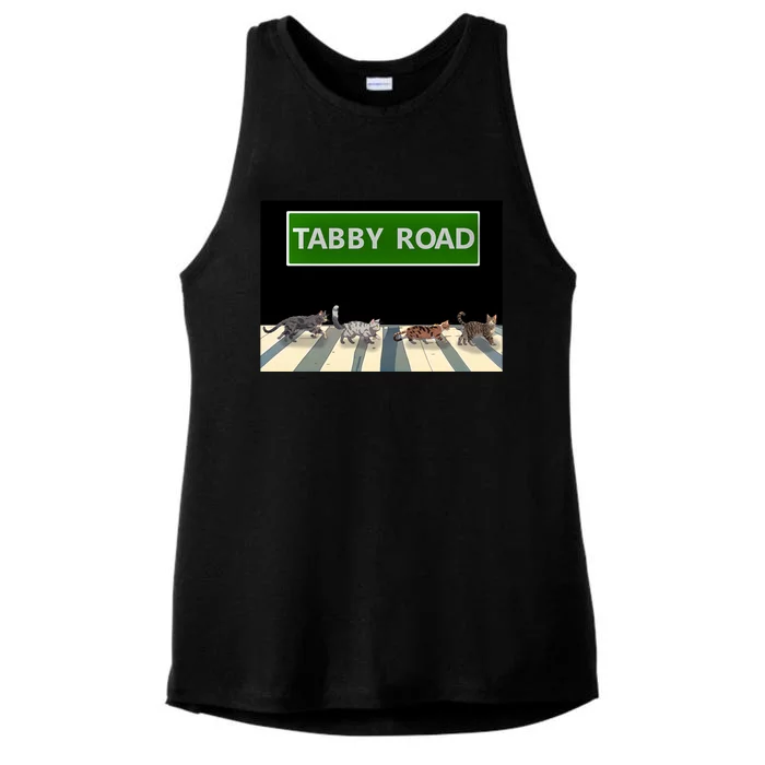 Anime Tabby Road Funny Cat Gift Ladies Tri-Blend Wicking Tank