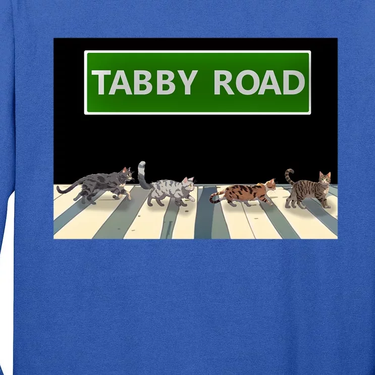 Anime Tabby Road Funny Cat Gift Tall Long Sleeve T-Shirt