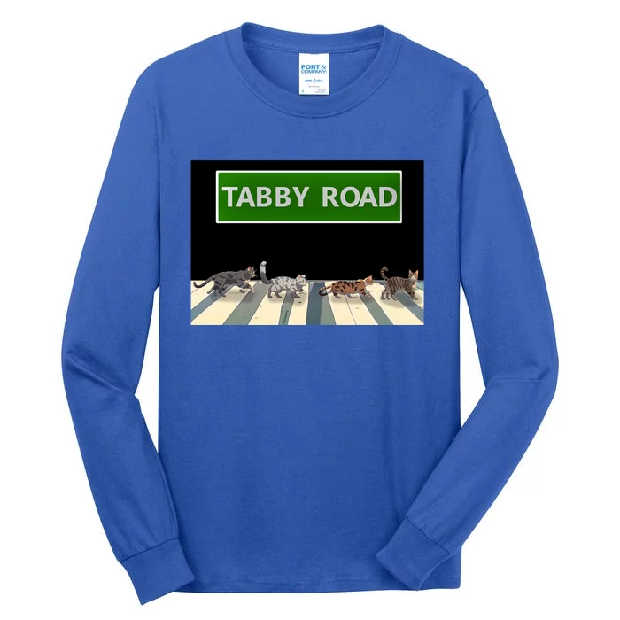 Anime Tabby Road Funny Cat Gift Tall Long Sleeve T-Shirt